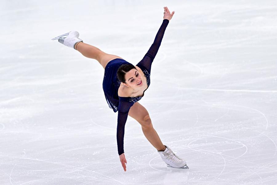 Julia Sauter evoluând în programul liber la Campionatele Europene Foto: Imago Julia Sauter a asigurat un loc la patinaj artistic pentru România la Jocurile Olimpice din 2026