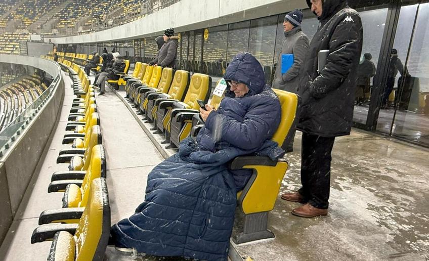 „Yeti” Stoichiță, înfruntând zăpada și gerul la „oficială” la meciul FCSB - Csikszereda