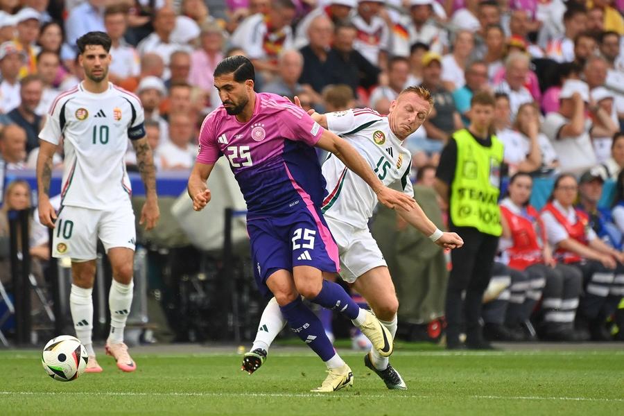 Laszlo Kleinheisler (dreapta), în duel cu Emre Can, la Euro 2024, Germania - Ungaria 2-0. Foto: Imago „Mâine ajung în România” » Și-au dat acordul de transfer chiar înainte de FCSB - Csikszereda