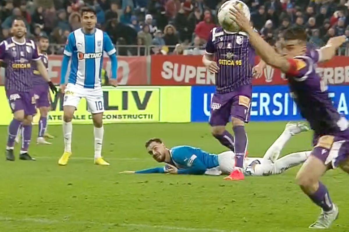 Penalty Costinel Tofan în CSU Craiova - FC Argeș