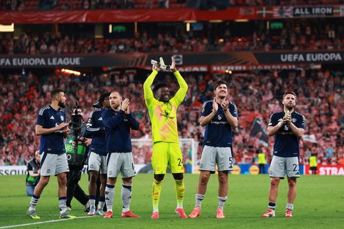 Jucătorii lui Manchester United, după semifinala cu Athletic Bilbao din Europa League (3-0, 4-1) // FOTO: Getty Images