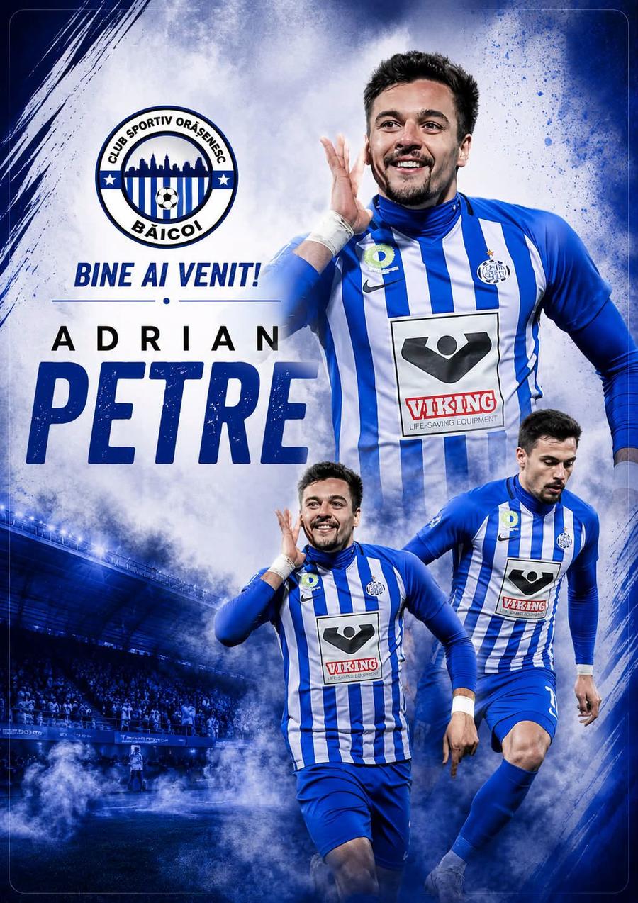 Adrian Petre, prezentat la CSO Băicoi Adrian Petre a fost prezentat oficial și va juca în alb-albastru