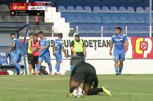 Tiago Almeida în Clinceni - Hermannstadt // foto: captură TV Telekom Sport