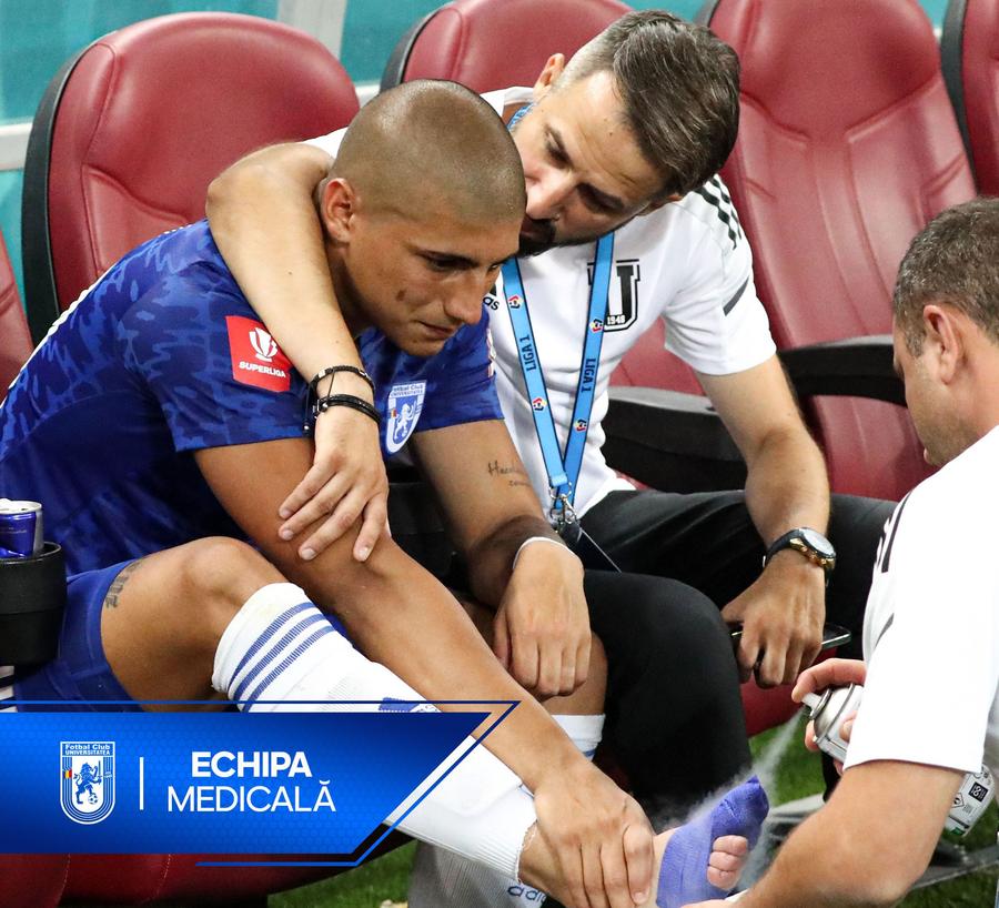 Juan Bauza s-a „rupt” și va lipsi o perioadă îndelungată/ Sursă foto: Facebook@ Fotbal Club Universitatea 1948 Lovitură pentru FCU Craiova! Un fotbalist de bază s-a rupt și va lipsi o perioadă îndelungată: „Însănătoșire grabnică!”
