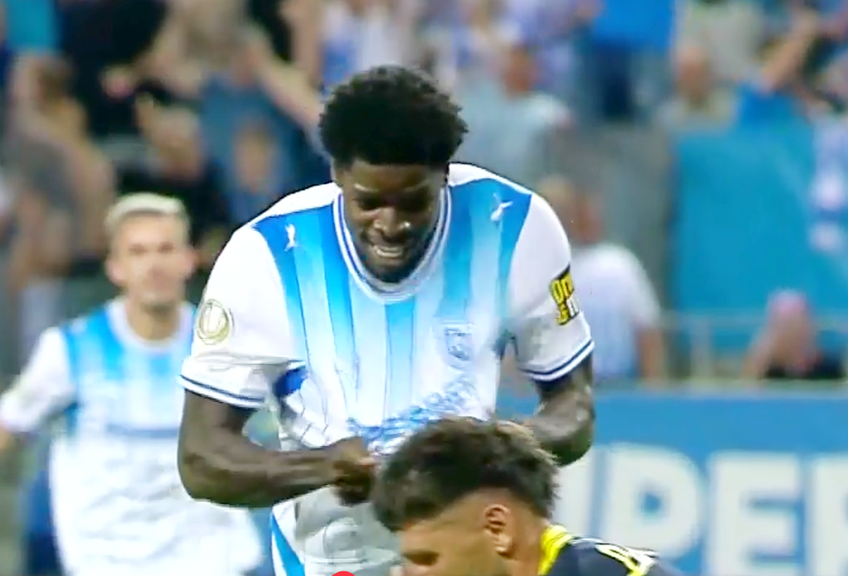 Steven Nsimba a explicat gestul făcut în direcția lui Paul Papp: „Puțin stupid” / FOTO: Captură TV @Prima SPort 1