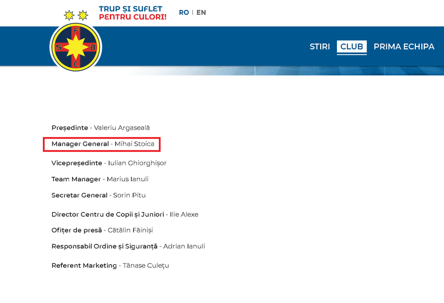 FOTO Mihai Stoica are o nouă funcție la FCSB! Ce scrie pe site-ul oficial al clubului
