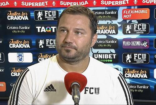 Marius Croitoru (41 de ani), antrenorul celor de la FCU Craiova, a fost un car de nervi la finalul remizei cu CS Mioveni, scor 2-2.