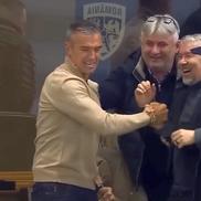 Daniel Pancu, felicitat după golul de 1-0 marcat de CFR Cluj cu Dinamo