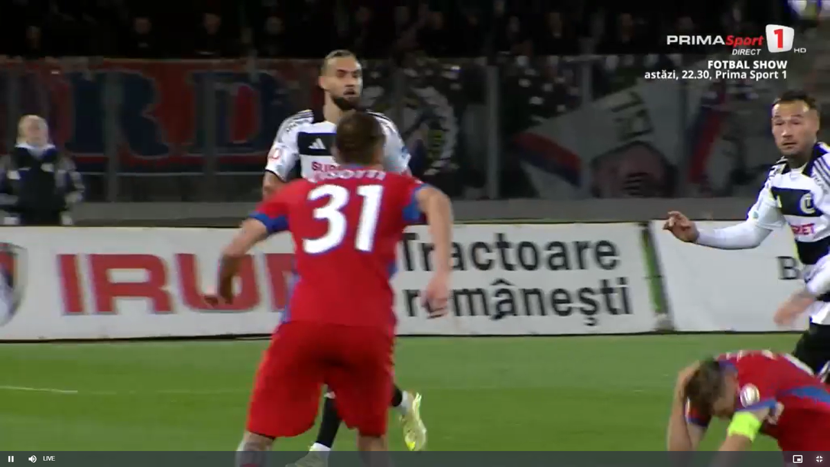 Fază controversată în U Cluj - FCSB » ELIMINAT după două „galbene” în 3 minute