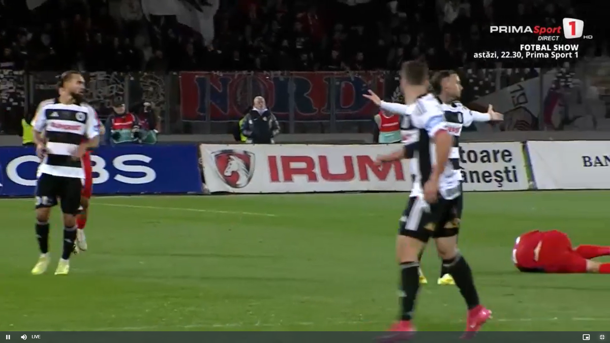 Fază controversată în U Cluj - FCSB » ELIMINAT după două „galbene” în 3 minute