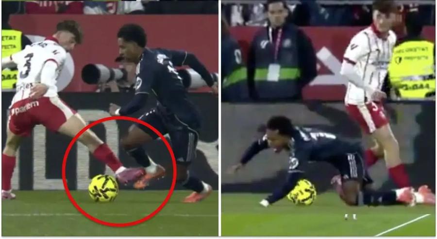 Contactul este evident, dar Rodrygo nu va primi penalty / foto: captură Real Madrid TV pune din nou tunurile pe arbitri: „La Liga este coruptă!”