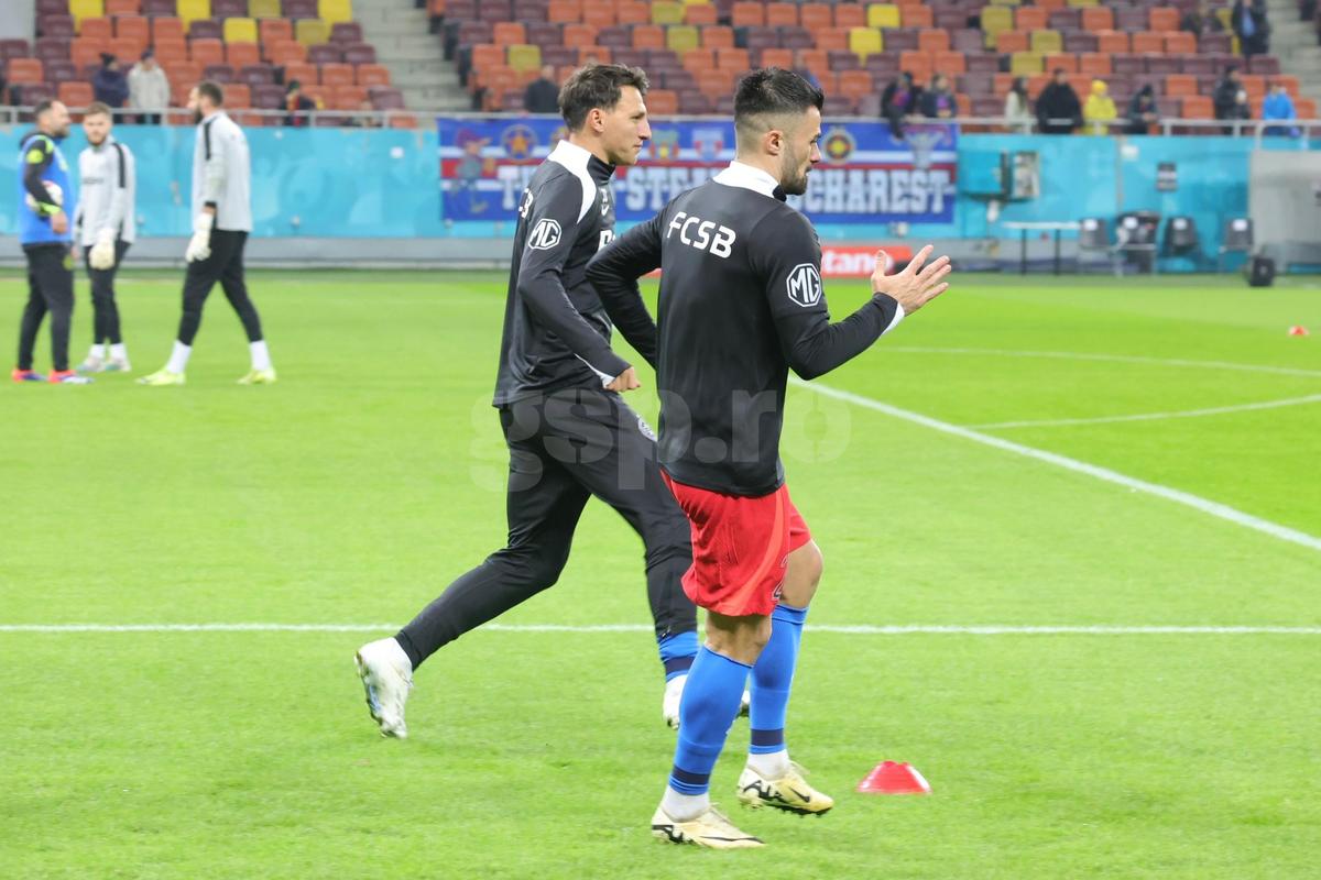 Imagini de la încălzire înainte de FCSB - CFR Cluj
