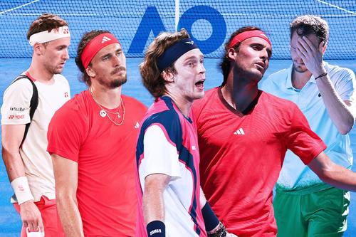 Ruud, Zverev, Rublev, Tsitsipas, Medvedev Fotomontaj: Diana Vasilescu, imagini Guliver/GettyImages