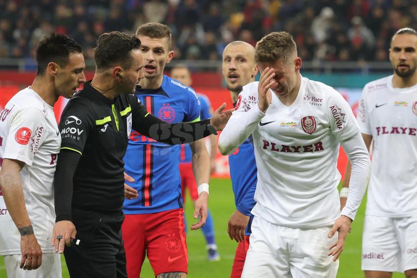 Louis Munteanu accidentat de Chiricheș în FCSB - CFR Cluj/ foto Ionuț Iordache (GSP)