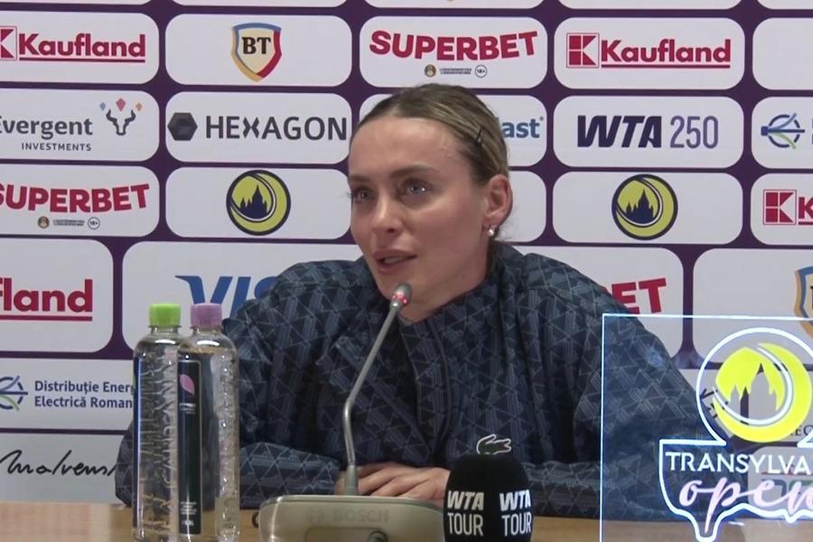 Ana Bogdan, în lacrimi la conferința de presă/Foto: captură YouTube Transylvania Open 2026, reconstituit cu ajutorul celor 10 „personaje majore” ale turneului! Cum s-a văzut competiția din BTarena