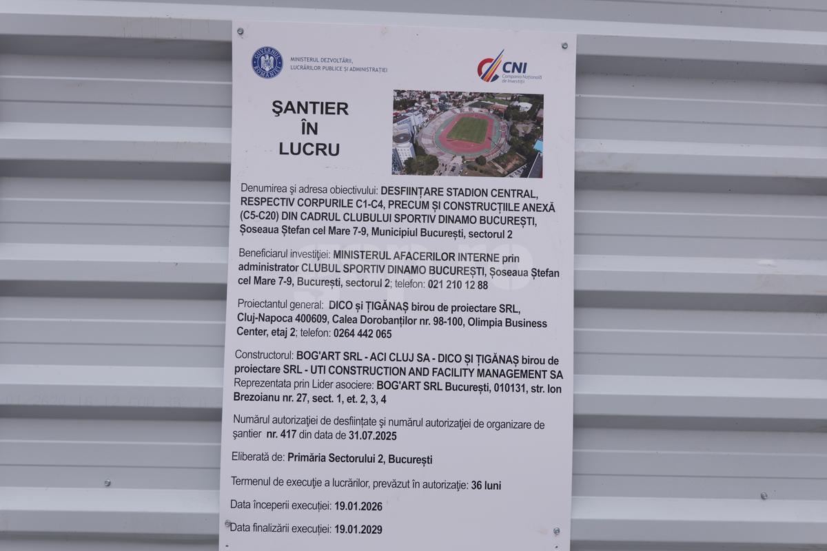 Se lucrează într-un ritm uluitor la Stadionul Dinamo: arena din Ștefan cel Mare este deja 50% demolată » GSP a intrat pe șantier
