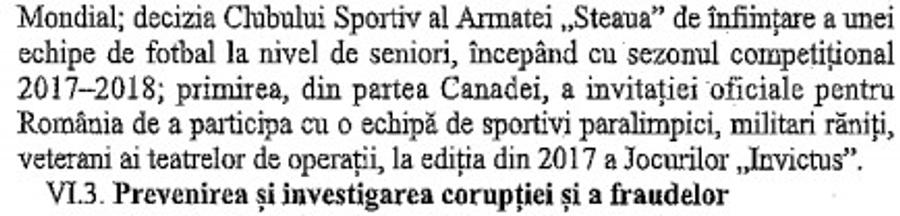 Captură din „Raportul asupra activității desfășurate de Ministerul Apărării Naționale în anul 2016” Unul dintre argumentele celor de la CSA Steaua în lupta pentru palmares, contrazis chiar de un document intern de la MApN! Când s-a înfiinţat noua echipă de fotbal a Armatei