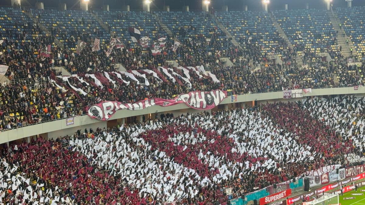 Scenografia suporterilor de la Rapid în meciul cu FCSB