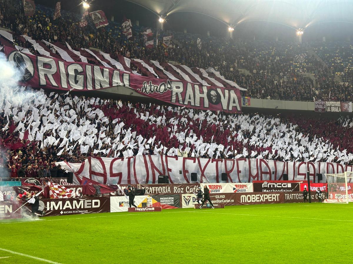 Scenografia suporterilor de la Rapid în meciul cu FCSB