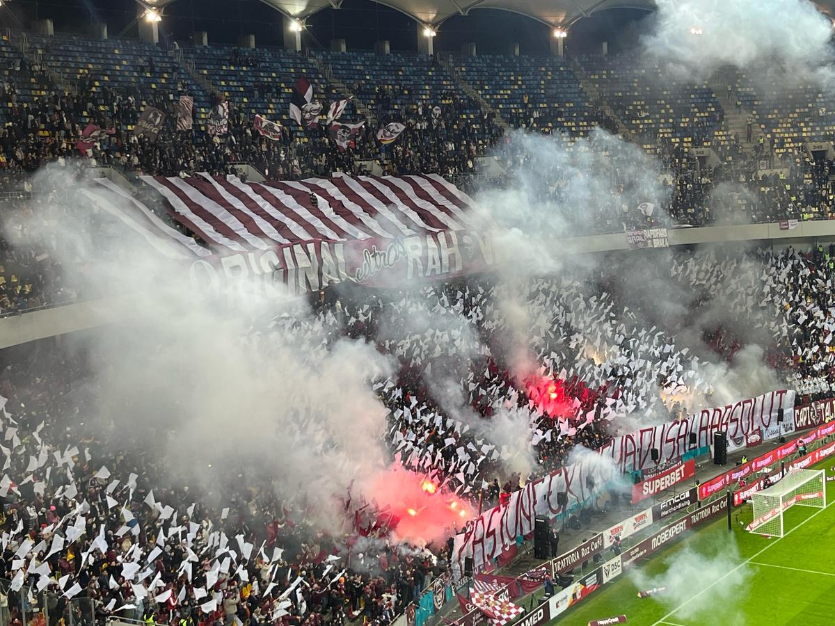 Scenografia suporterilor de la Rapid în meciul cu FCSB