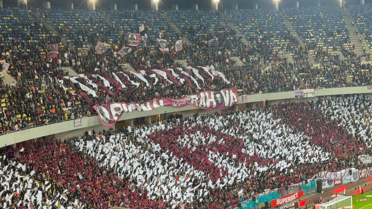 Scenografia suporterilor de la Rapid în meciul cu FCSB
