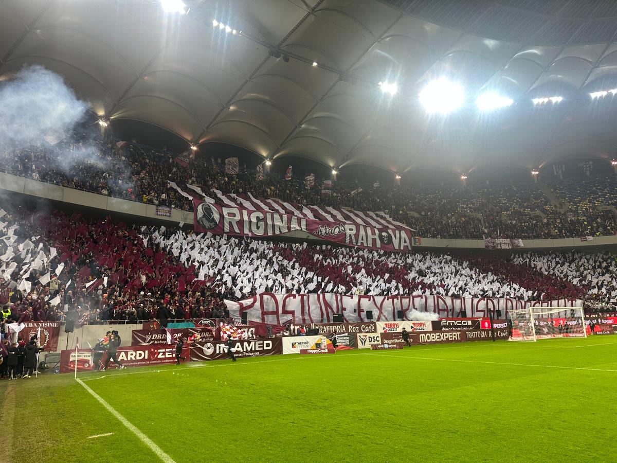 Scenografia suporterilor de la Rapid în meciul cu FCSB
