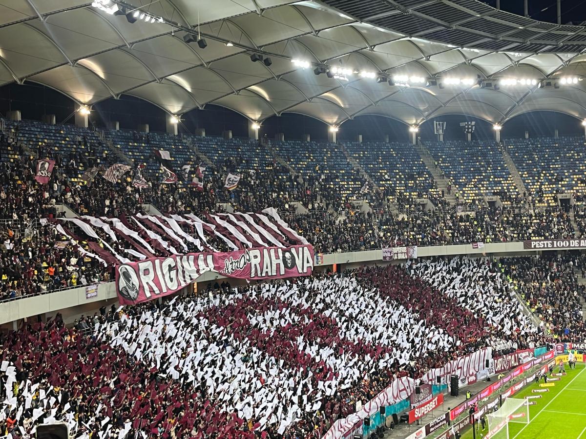 Scenografia suporterilor de la Rapid în meciul cu FCSB