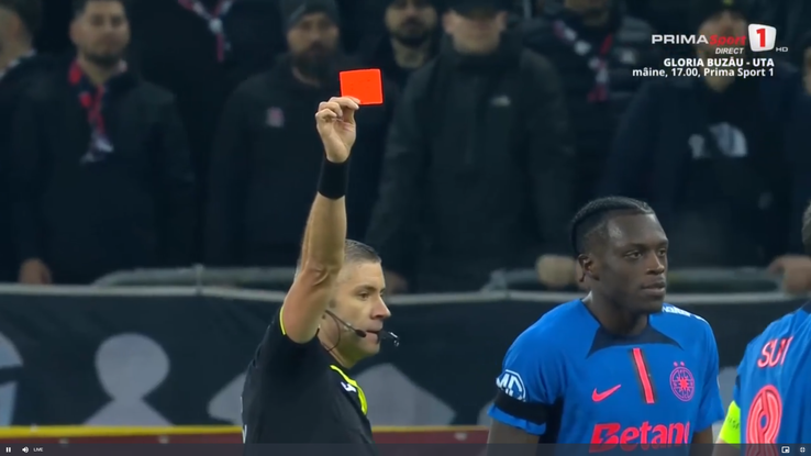 Joyskim Dawa, eliminat în Rapid - FCSB, foto: captură Prima Sport
