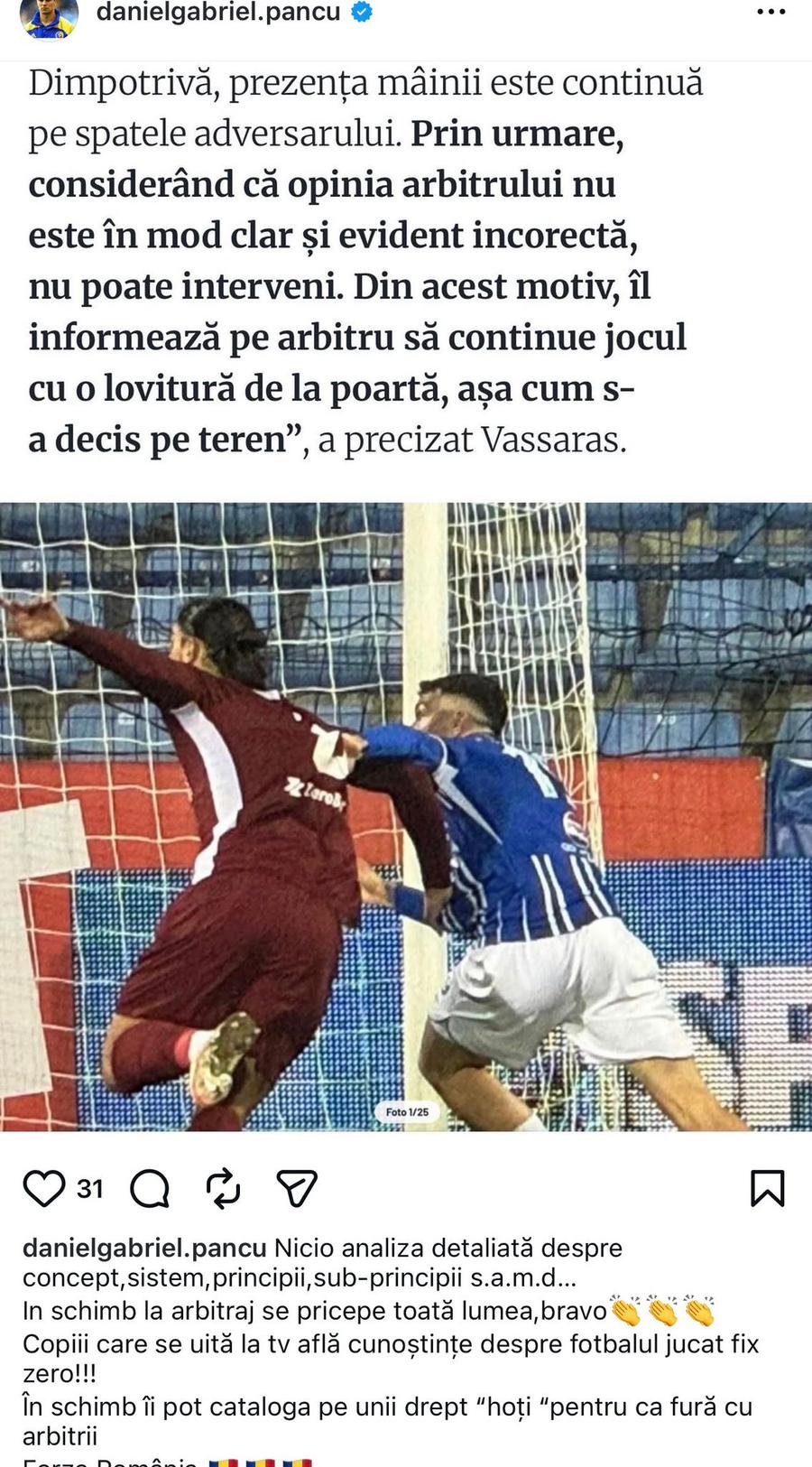 Postarea lui Daniel Pancu Daniel Pancu a răbufnit, după explicațiile lui Kyros Vassaras: „Află fix zero cunoștințe”