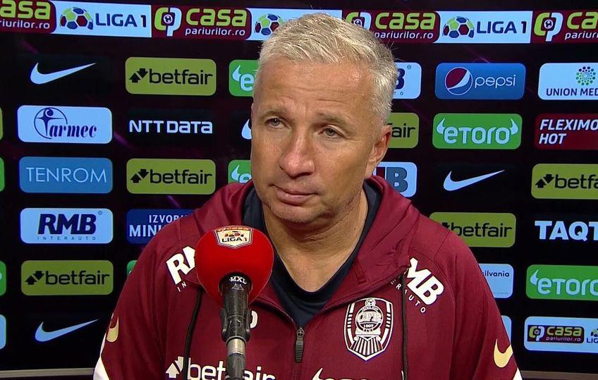 CS Universitatea Craiova și CFR Cluj au remizat, scor 1-1, în runda secundă a play-off-ului Ligii 1. Dan Petrescu, antrenorul campioanei, a criticat dur jucătorii introduși după pauză.