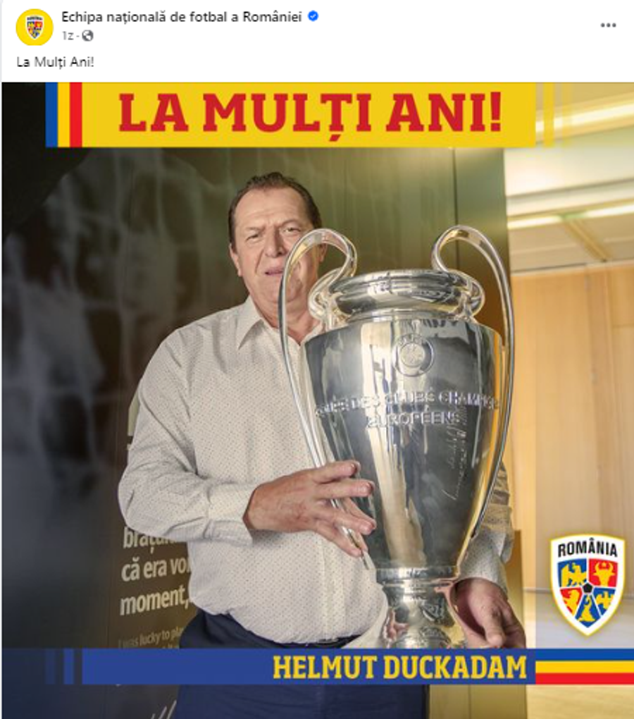 FCSB l-a uitat pe Helmut Duckadam de ziua lui
