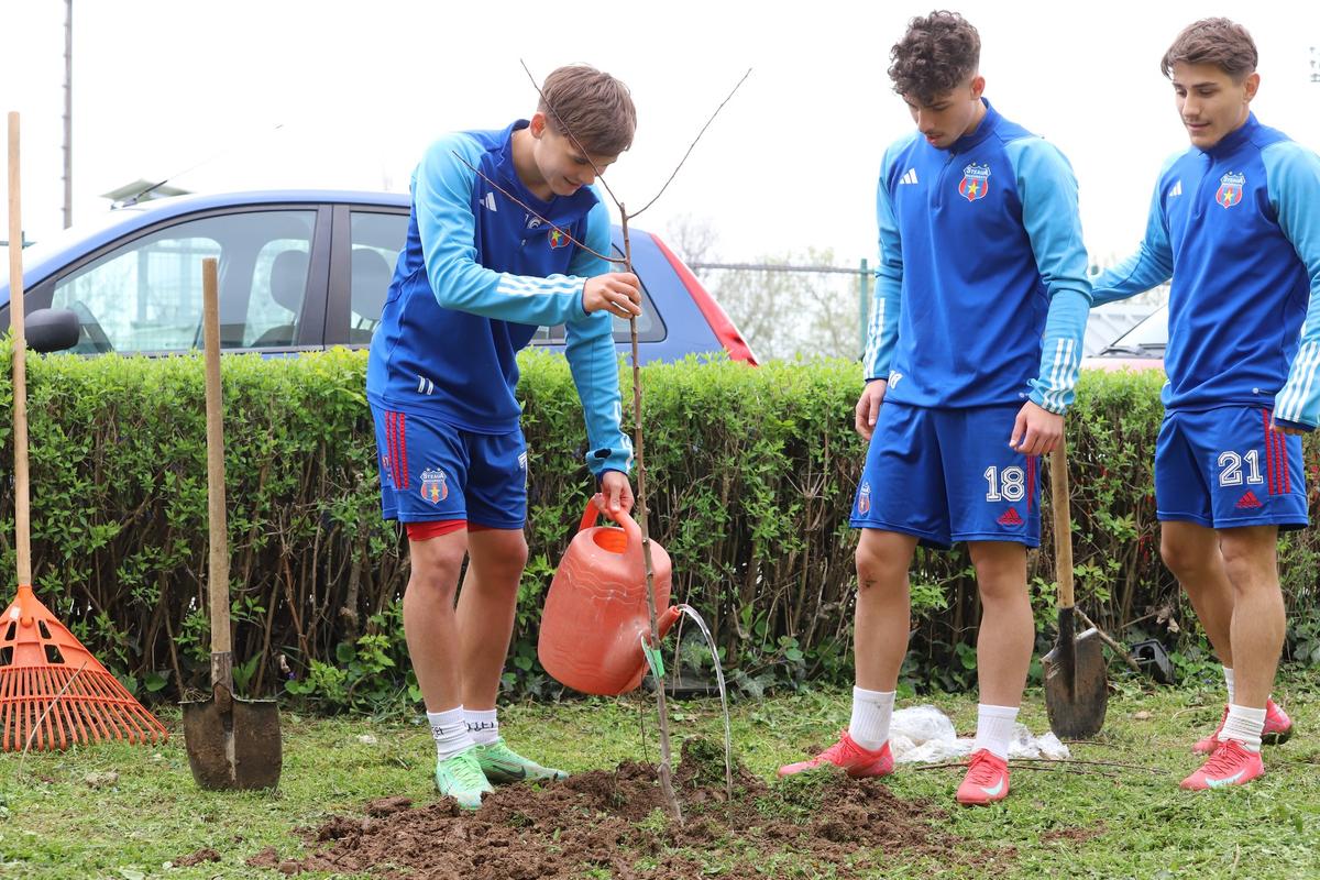 Jucătorii Stelei au plantat pomi în Complexul Sportiv Steaua