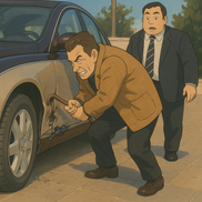 Gigi Becali își repară Maybach-ul cu ranga