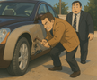 Gigi Becali își repară Maybach-ul cu ranga