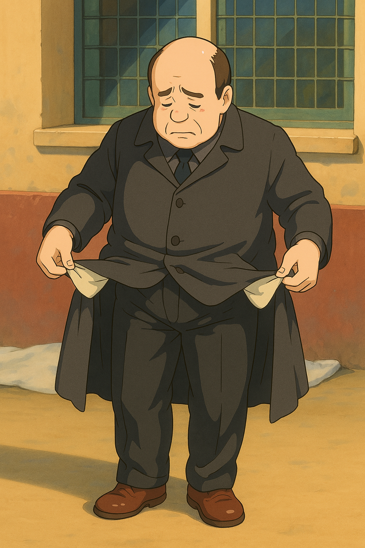 George Copos, gesticulând că „buzunarele sunt goale”