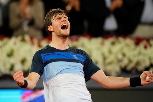 Jack Draper sărbătorind calificarea în finala de la Madrid Foto: Imago Images