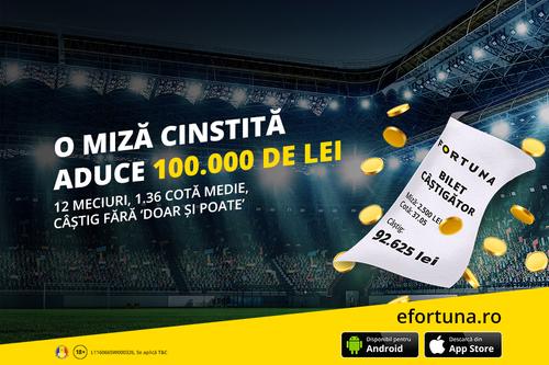 O miză cinstită la timpul ei aduce aproape 100.000 de lei