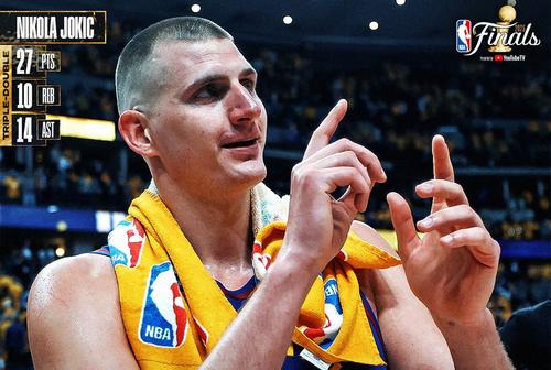 Denver Nuggets s-a impus în primul meci al finalei NBA cu Miami Heat, scor 104-93, după un meci de excepție făcut de Nikola Jokic și Jamal Murray. Foto: NBA