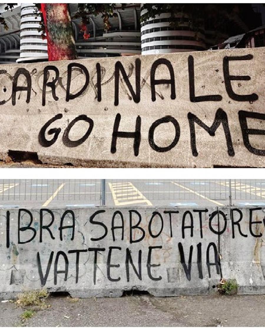 Aceste două pancarte au apărut luni lângă San Siro, în semn de protest față de proprietarul Gerry Cardinale Protest original contra patronului clubului » Fanii s-au hotărât să cumpere spațiu publicitar în Time Square!