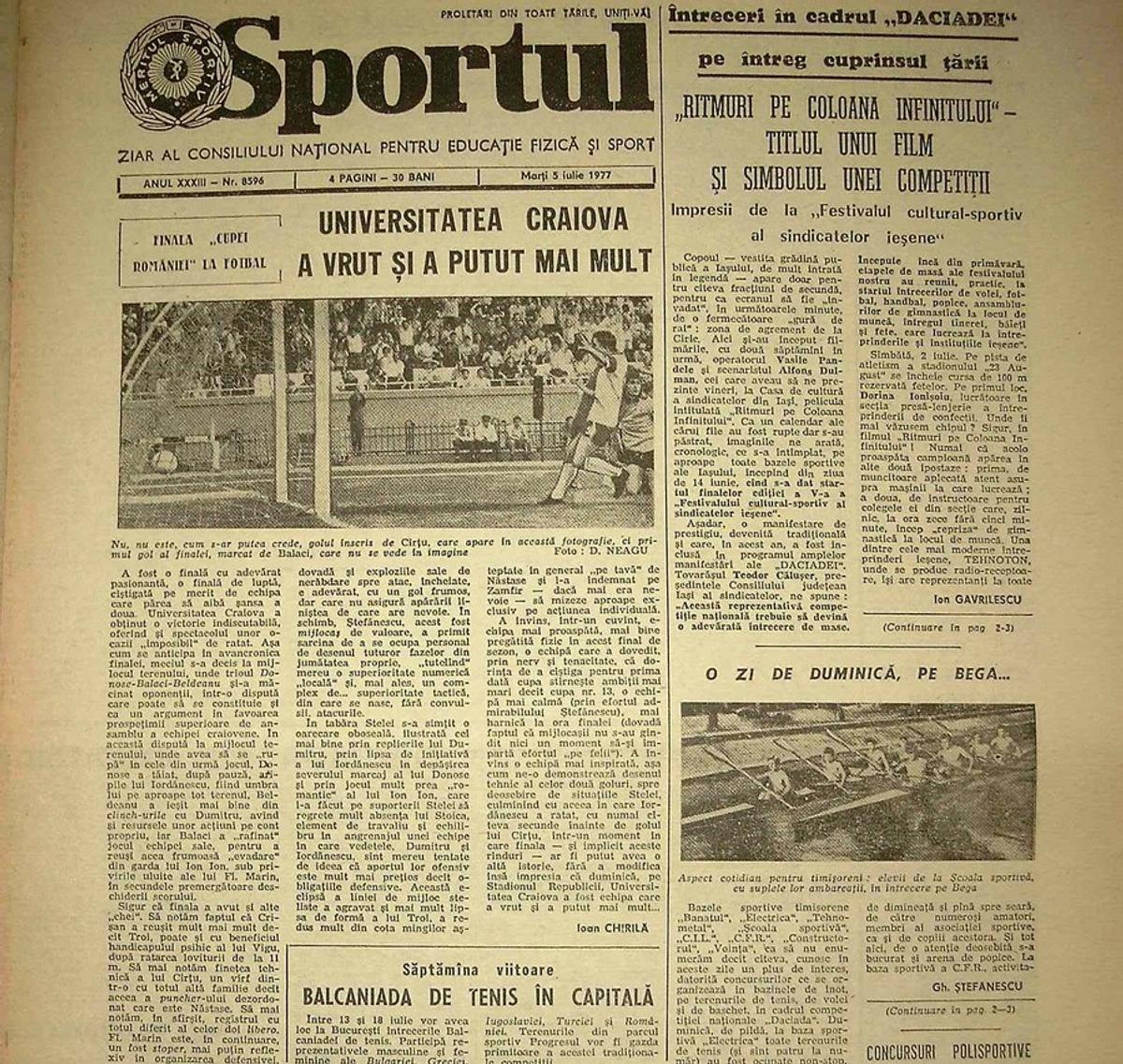RETRO GSP. 43 de ani de când Craiova cucerea prima Cupă, la finalul unui sezon plin de scandaluri și de meciuri suspecte