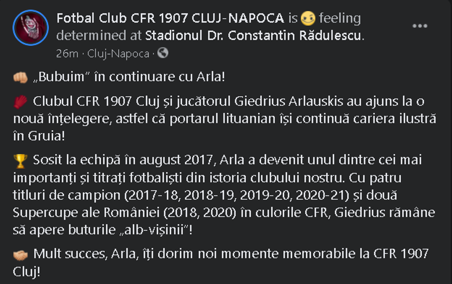 CFR Cluj a semnat un jucător esențial: „«Bubuim» în continuare!”