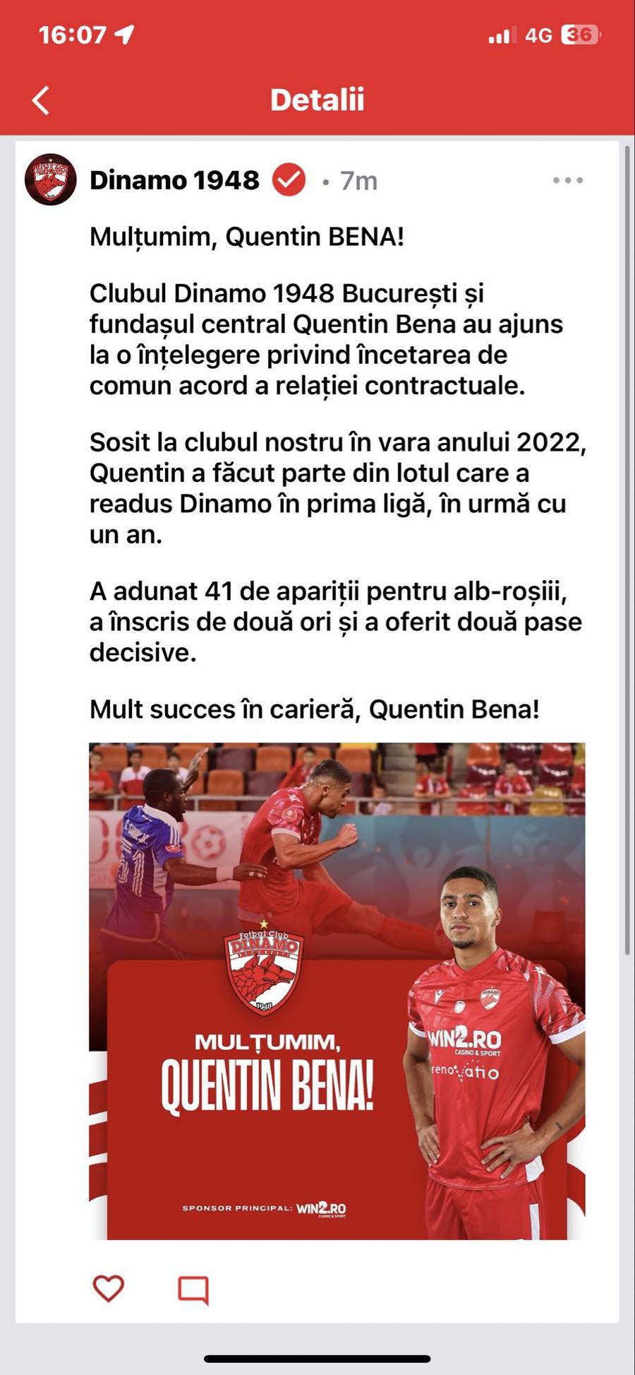 Dinamo a mai renunțat la un fotbalist » Al 11-lea jucător care îi părăsește pe „câini” în această vară