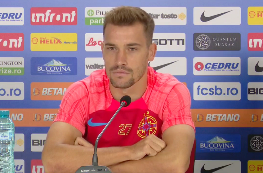Darius Olaru (25 de ani, mijlocaș central) a participat la conferința de presă premergătoare manșei secunde cu CSKA 1948 Sofia din turul II preliminar Conference League. În tur, FCSB s-a impus cu 1-0.