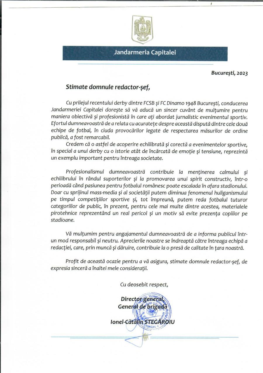 Mesajul semnat de generalul de brigadă Cătălin Stegăroiu, primit pe mailul GSP O fotografie care decredibilizează statul