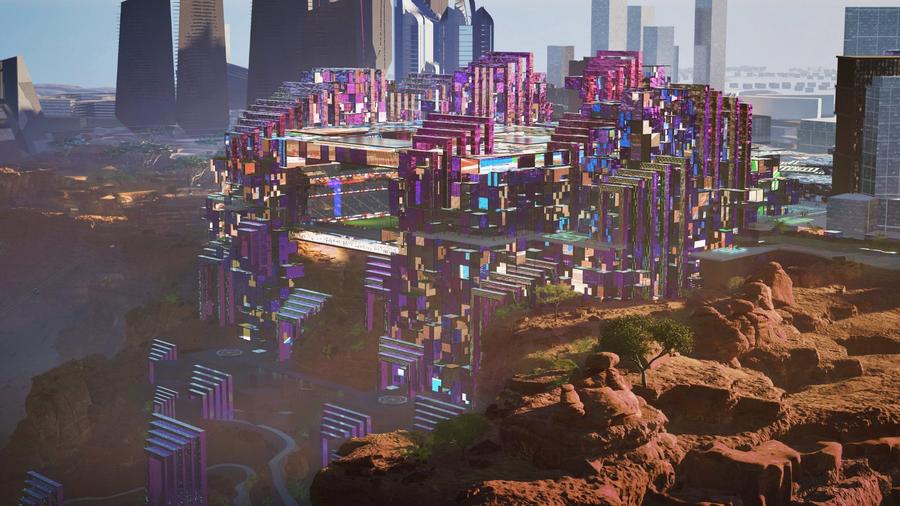 Nu sunt imagini dintr-un film SF, ci macheta uneia dintre noile arene saudite pentru CM 2034 / Foto: dezeen.com Proiectul SF saudit va înghiți sute de miliarde $ » Stadion futurist, situat la 350 metri de sol, accesibil cu lifturi ultrarapide și vehicule fără șofer + Neom răsare în orașul de 170 km ce acum nu există!