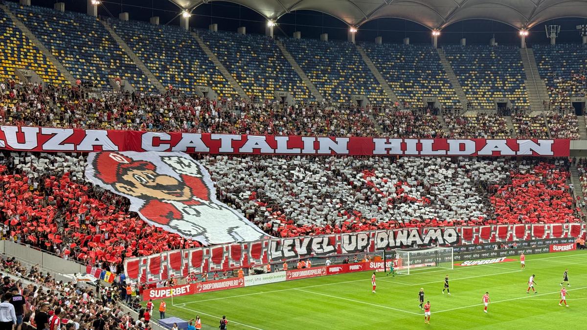 Scenografia fanilor dinamoviști la derby-ul cu FCSB / Foto: GSP