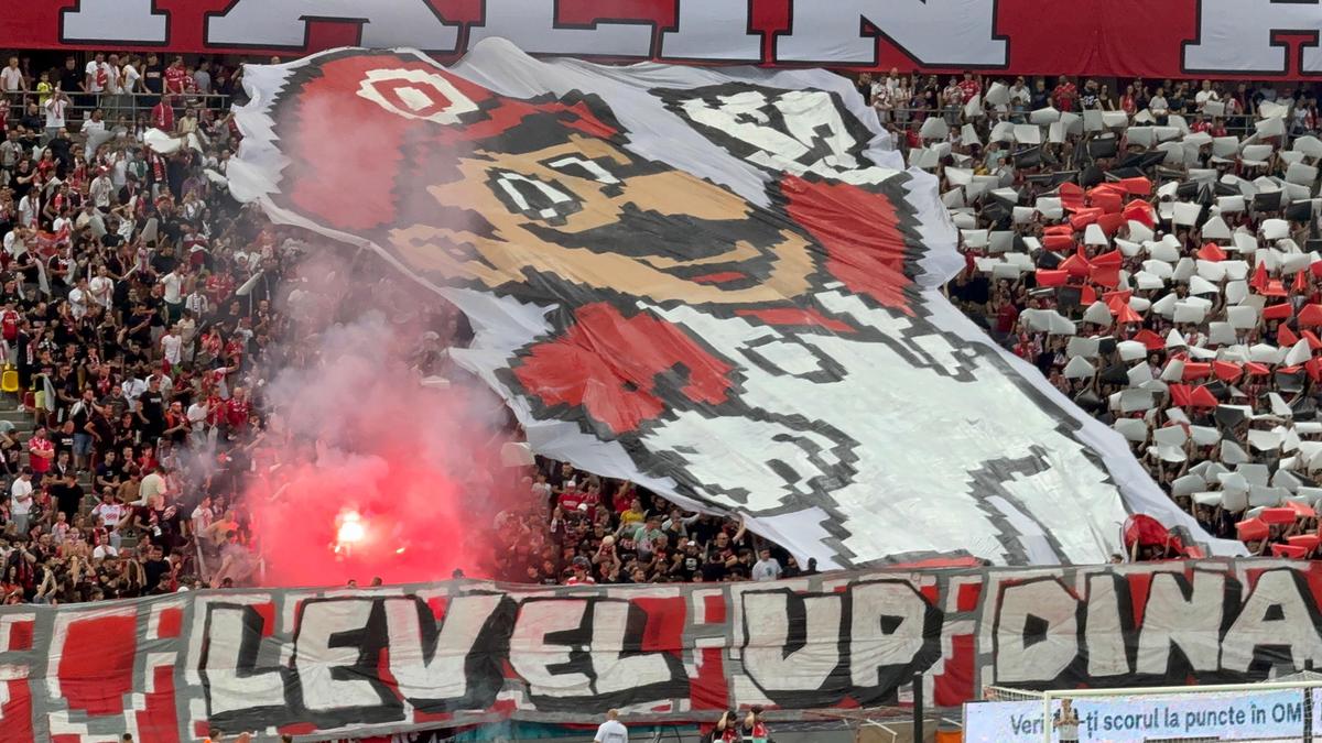 Scenografia fanilor dinamoviști la derby-ul cu FCSB / Foto: GSP