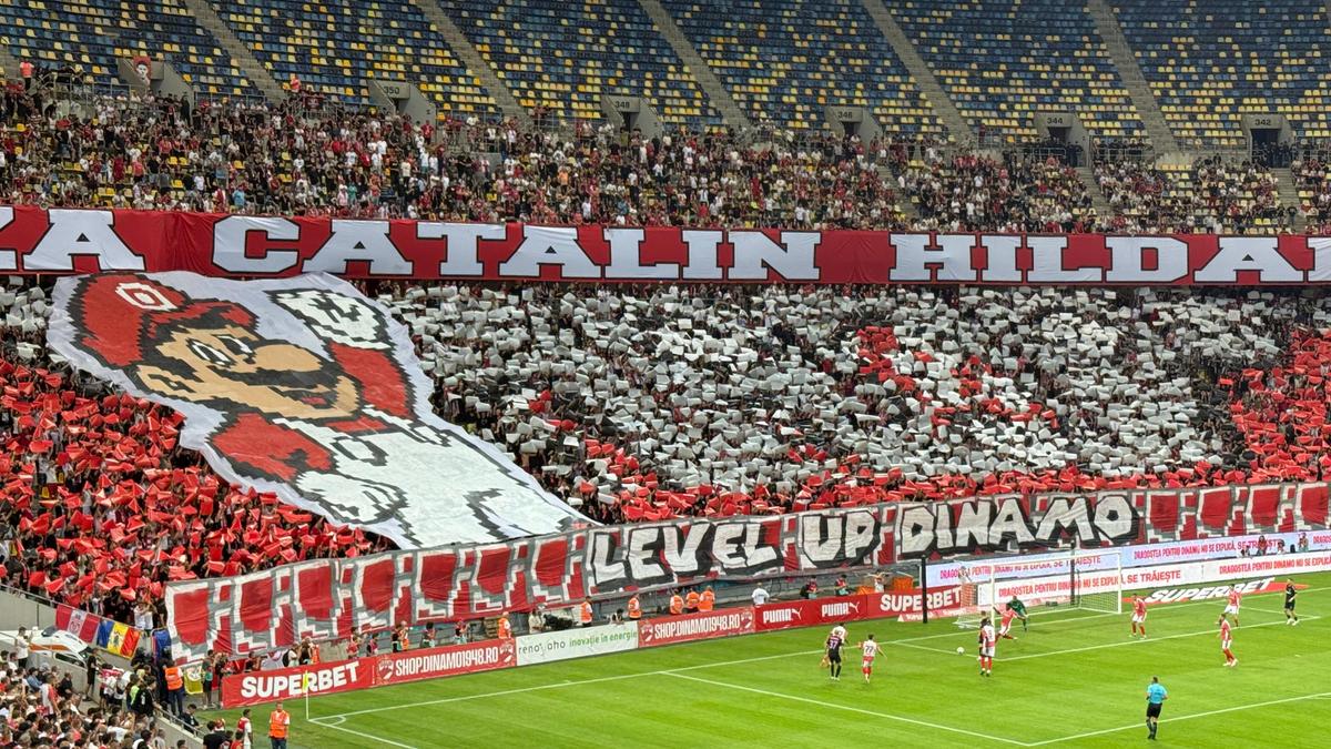Scenografia fanilor dinamoviști la derby-ul cu FCSB / Foto: GSP