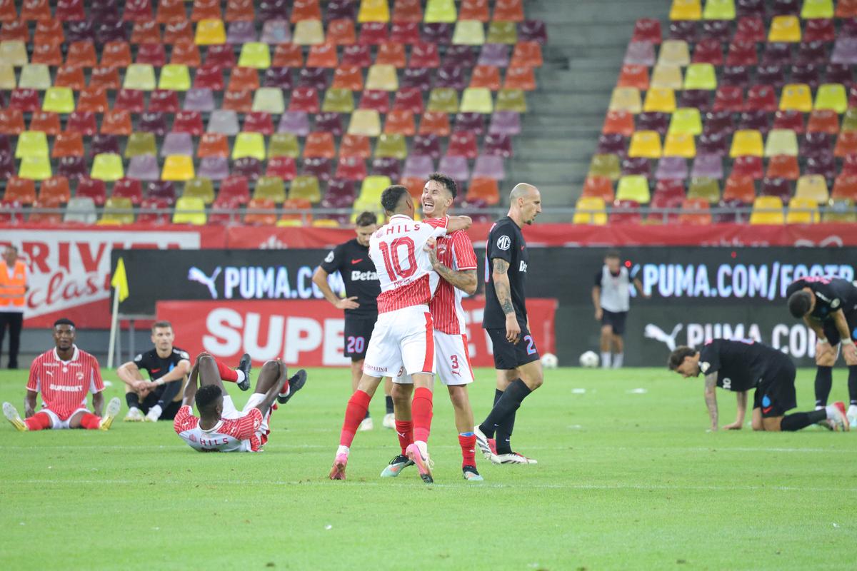 Bucuria celor de la Dinamo după victoria cu FCSB