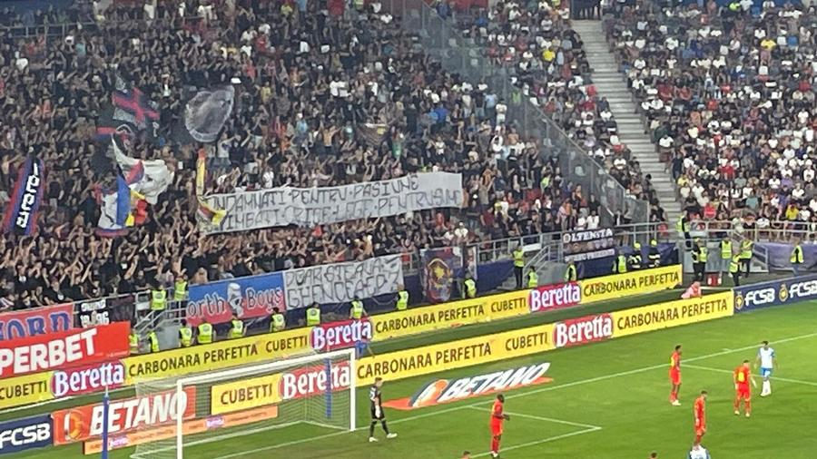 Peluza Nord, ironii la adresa CSU Craiova, CSA Steaua și un protest + Cu au afișat oltenii în Ghencea